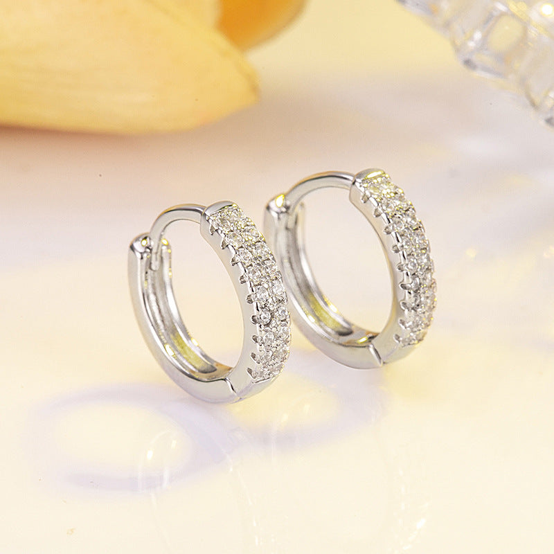 Rockyu ピアス レディース フープ シルバー925 ジルコニア 二連ダイヤ風 リングピアス アレルギー対応
