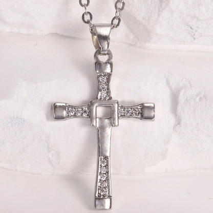 Rockyu 十字架ネックレス レディース チタン製 18K仕上げ クロスデザイン ジルコニア付