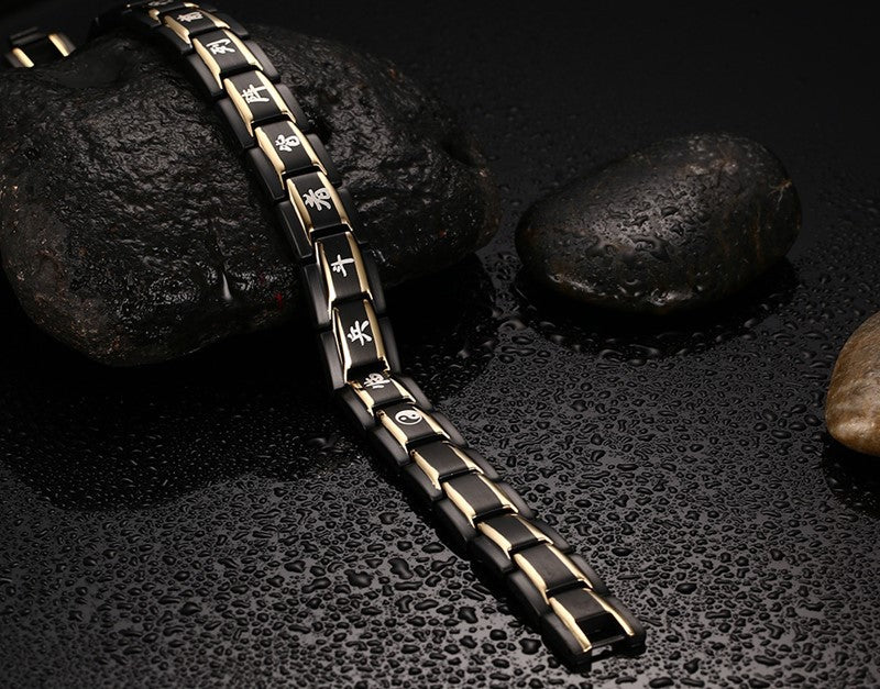 Rockyu 磁気ゲルマニウムブレスレット メンズ レディース ステンレス チェーンバングル 静電気対策 血行サポートデザイン