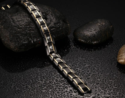 Rockyu 磁気ゲルマニウムブレスレット メンズ レディース ステンレス チェーンバングル 静電気対策 血行サポートデザイン