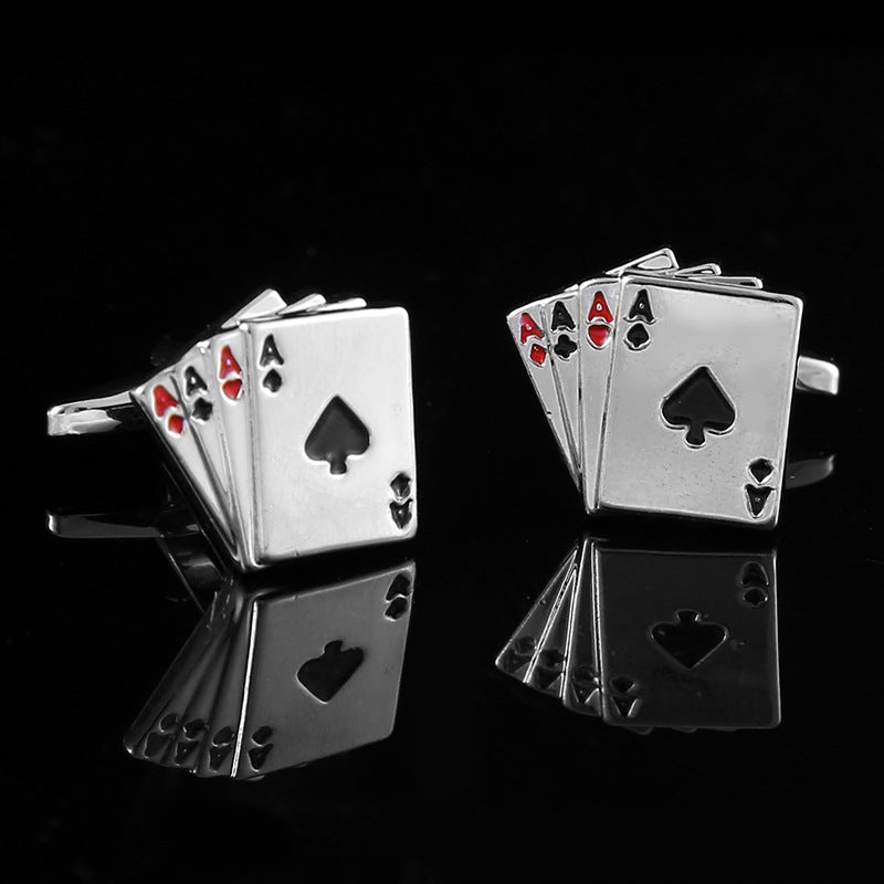 Rockyu カフス メンズ トランプカードデザイン ロイヤルフラッシュ アンティーク調 男女兼用 金属アレルギー対応