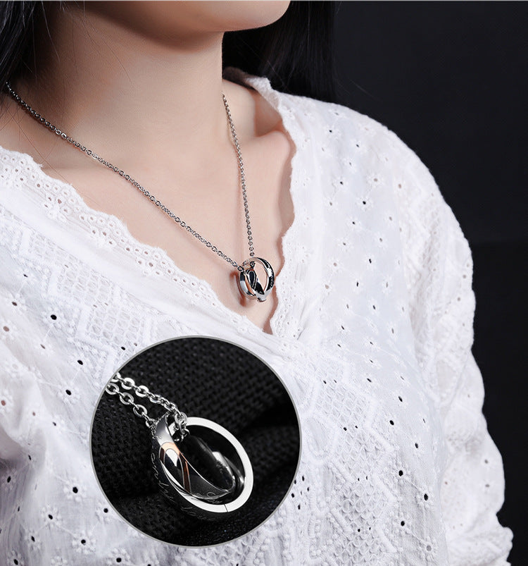 Rockyu ペアネックレス カップル ジュエリー ステンレス リングネックレス シンプル おしゃれ 記念日 プレゼント