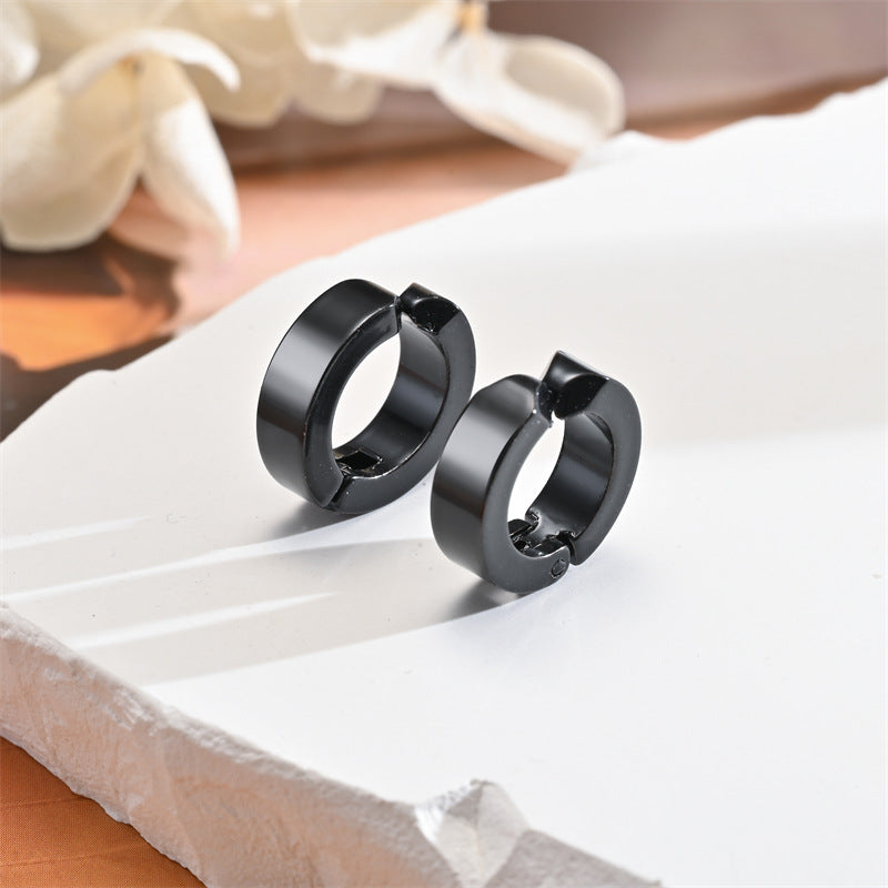 Rockyu フェイクピアス メンズ レディース フープ イヤーカフ ノンホール 黒 青 金 シルバー アレルギー対応