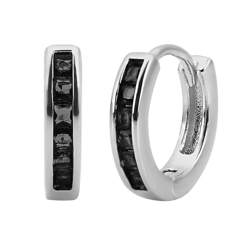 Rockyu ピアス レディース フープ シルバー ゴールド マルチカラー ジルコニア 正方形 リング