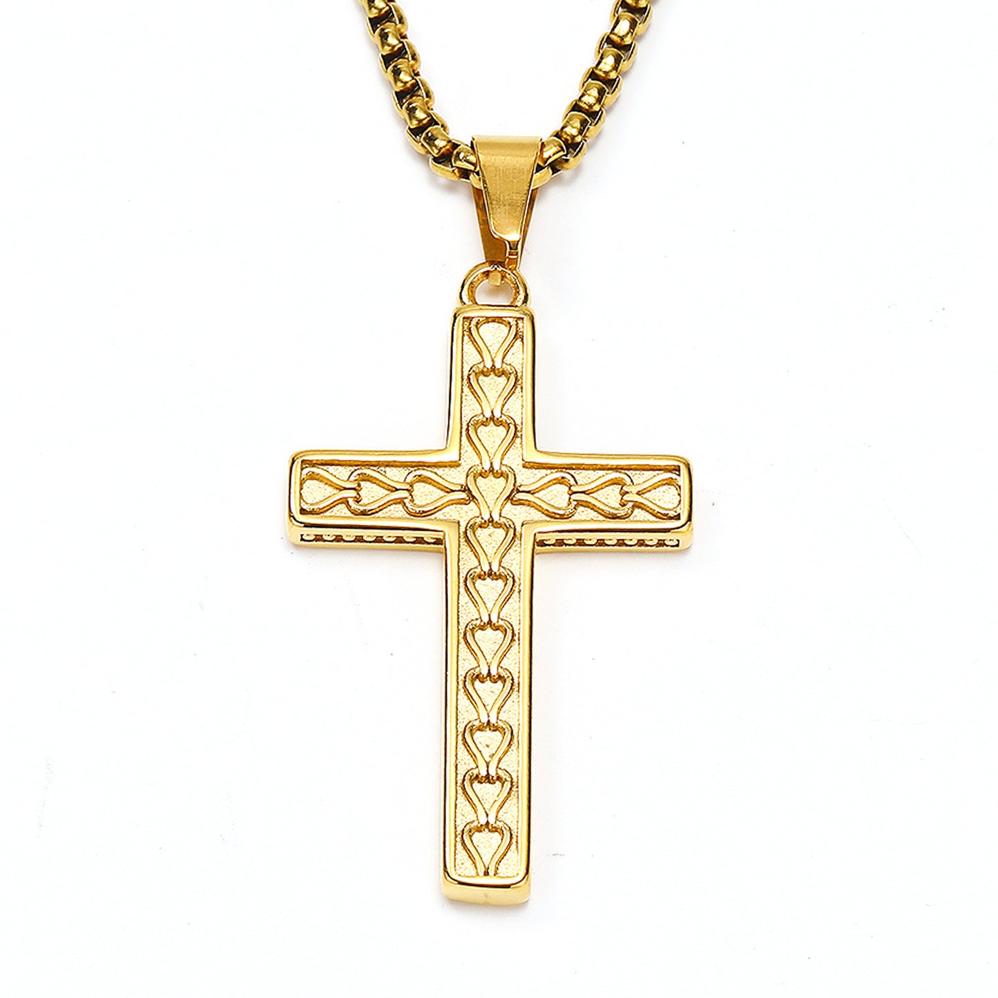 Rockyu ステンレス ヴィンテージクロス メンズネックレス ペンダント