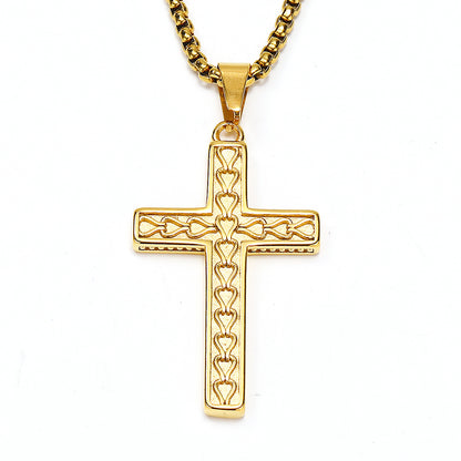 Rockyu ステンレス ヴィンテージクロス メンズネックレス ペンダント