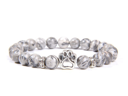 Rockyu ブレスレット メンズ レディース 数珠 ビーズ 天然石 瑪瑙 パワーストーン 犬猫足跡 開運アクセサリー