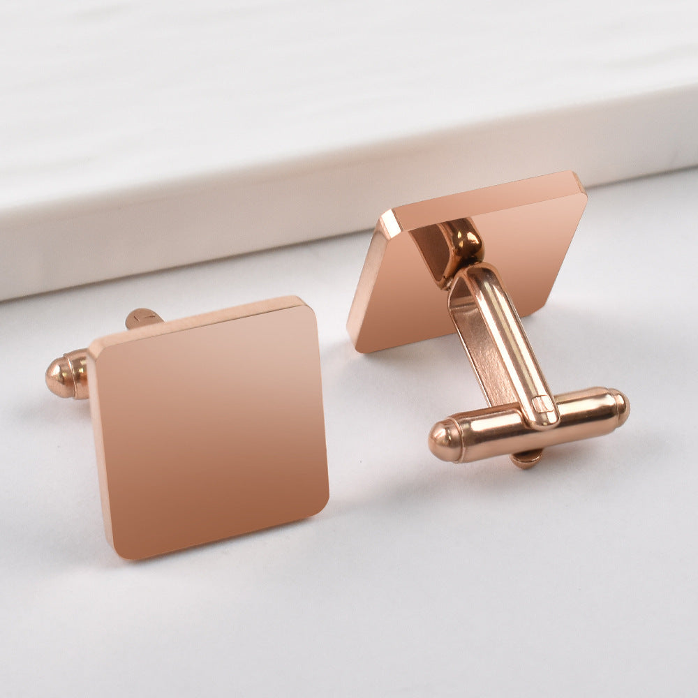 Rockyu メンズ カフスボタン 四角プレーンデザイン 鏡面仕上げ 4色展開 ビジネス＆フォーマル