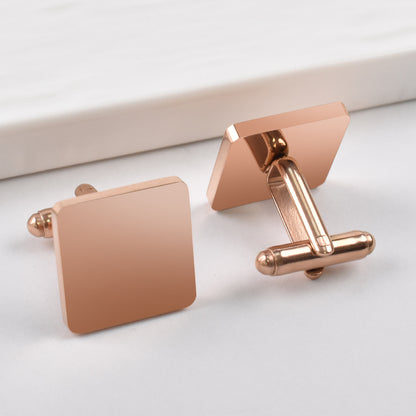 Rockyu メンズ カフスボタン 四角プレーンデザイン 鏡面仕上げ 4色展開 ビジネス＆フォーマル