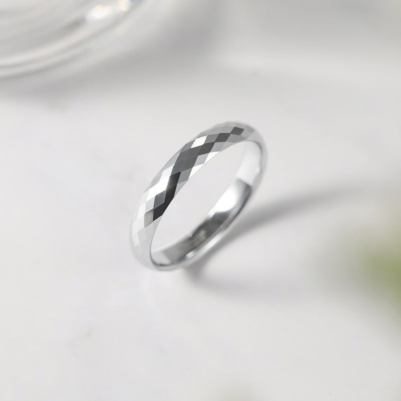 Rockyu タングステン 多面カットリング 4mm メンズ レディース 指輪 シルバー ゴールド ブルー ピンクゴールド 鏡面＆マット仕上げ 男女兼用