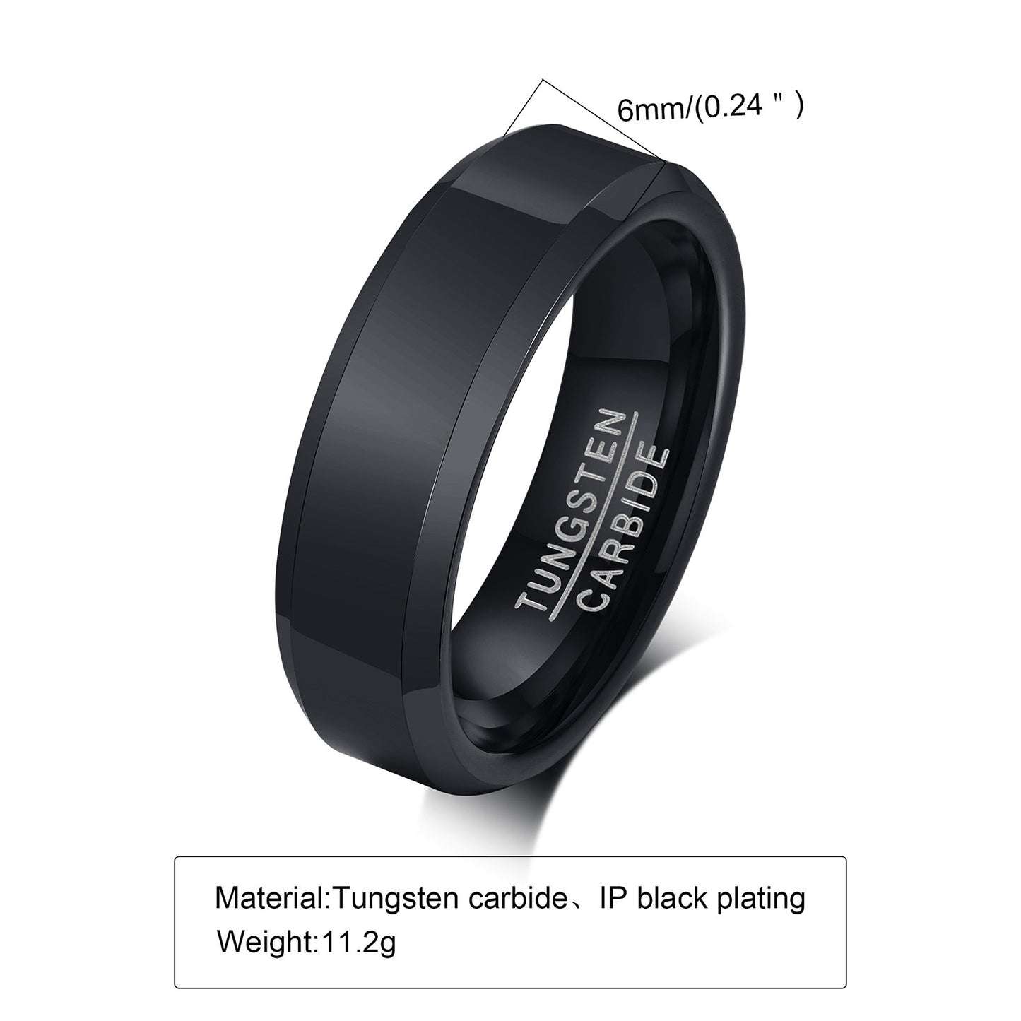 タングステンカーバイド リング 6mm幅｜IPメッキ加工＆マット仕上げ 指輪（ブラック／ブルー／ゴールド／ローズゴールド）タングステンカーバイド リング 6mm幅｜IPメッキ加工＆マット仕上げ 指輪（ブラック／ブルー／ゴールド／ローズゴールド）