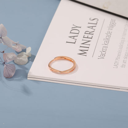 Rockyu レディース フリーサイズ クロスリング｜18Kコーティング ピンクゴールド＆ジルコニア 指輪