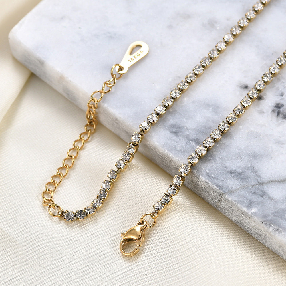 Rockyu レディース ネックレス ジルコニアチェーン 3mm ステンレス製 金属アレルギー対応