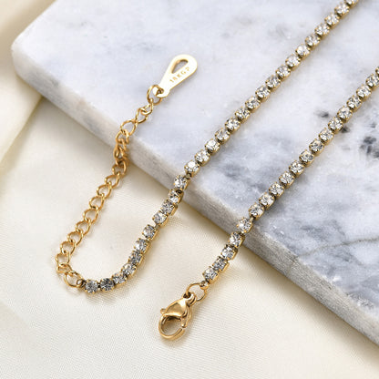 Rockyu レディース ネックレス ジルコニアチェーン 3mm ステンレス製 金属アレルギー対応