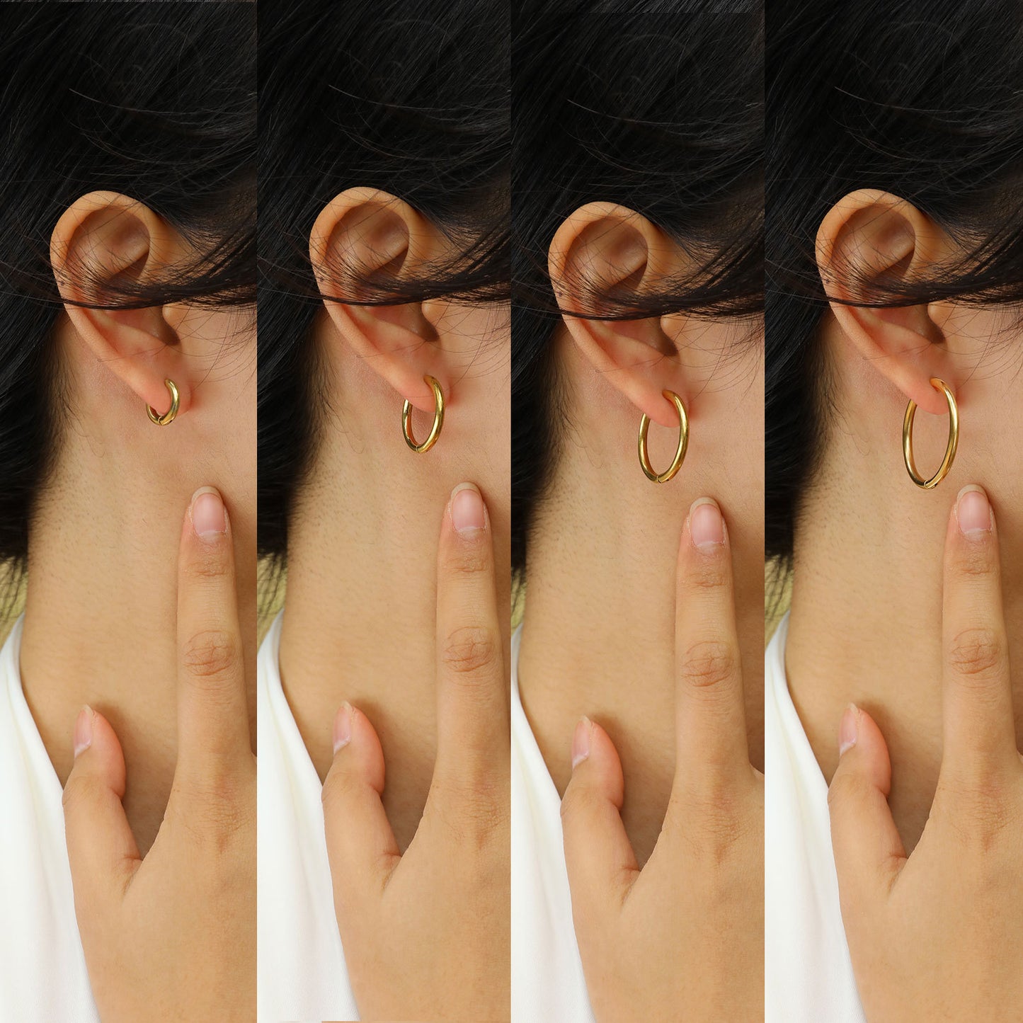 Rockyu フープピアス レディース メンズ ユニセックス シンプル ゴールド＆シルバー 11mm〜30mm