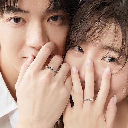 Rockyu ペアリング シルバー925 ツイストデザイン ジルコニア入り お揃いカップルリングセット 金属アレルギー対応