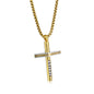 Rockyu クロスネックレス メンズ ステンレス製 アレルギー対応 ブラック＆ゴールド おしゃれ十字架ペンダント
