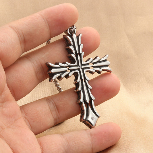 Rockyu ネックレス メンズ シルバー クロスペンダント ベネチアンチェーン おしゃれ 十字架アクセサリー