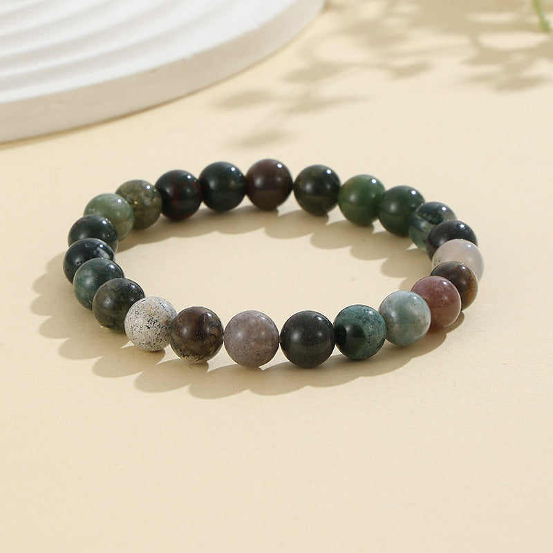 Rockyu ブレスレット レディース 天然石 ビーズブレスレット 瑪瑙 オニキス アンティーク風