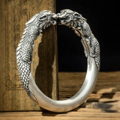 Rockyu 貔貅バングル シルバー開運ブレスレット 男女兼用 厄除け守護アクセサリー