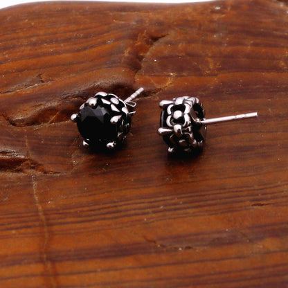 Rockyu ピアス メンズ レディース 両耳用 スタッドピアス ブラック＆クリア CZダイヤモンド