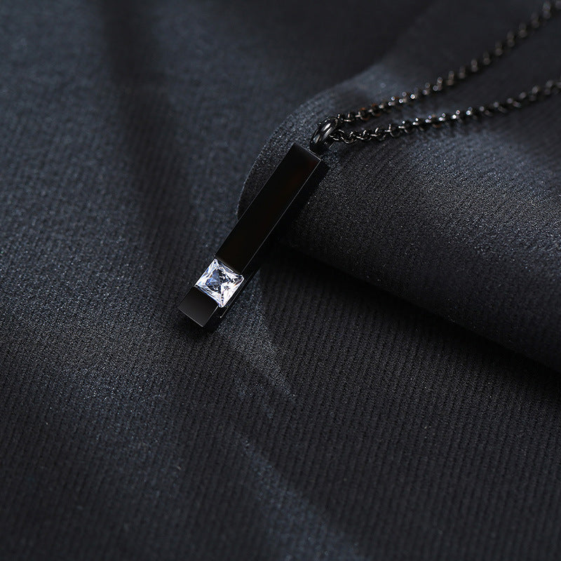 Rockyu メモリアルネックレス スティックペンダント 遺骨収納 ジルコニア付き 防水 ステンレス製