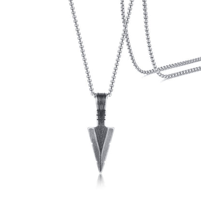 Rockyu ネックレス メンズ ステンレス 矢じり 三角モチーフ 金属アレルギー対応