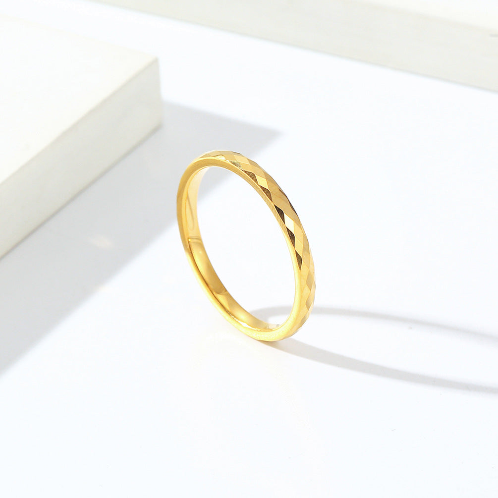 Rockyu タングステンリング 多面カット メンズ レディース シンプル 指輪 2mm 幅