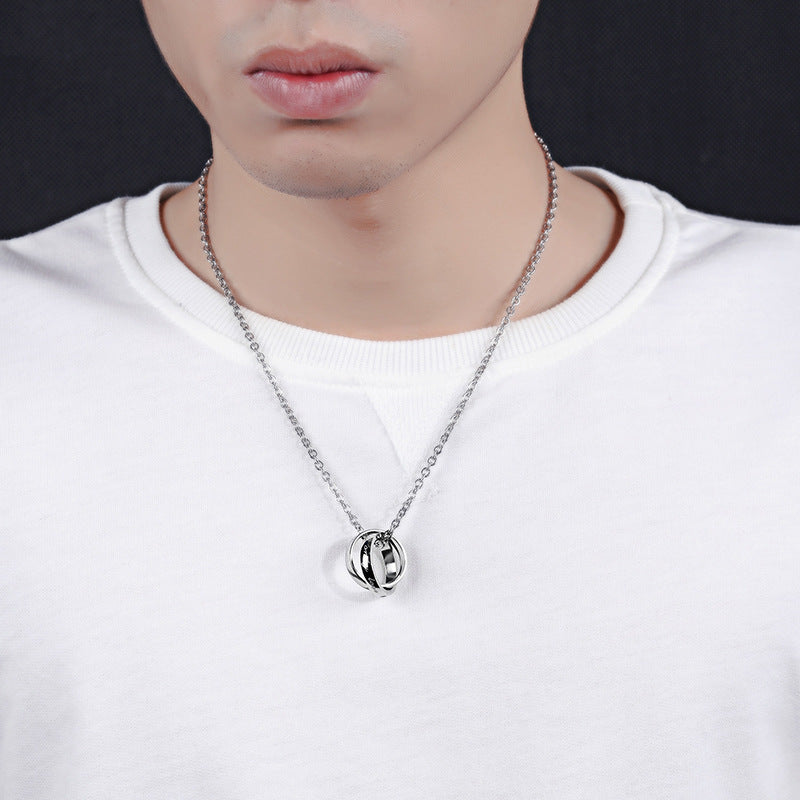 Rockyu ペアネックレス カップル ジュエリー ステンレス リングネックレス シンプル おしゃれ 記念日 プレゼント