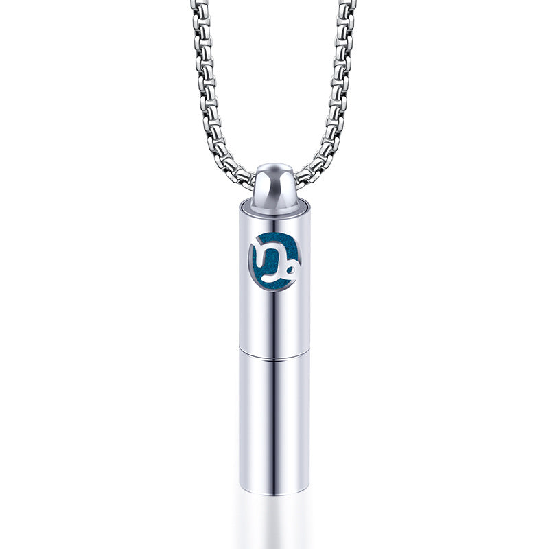 Rockyu 香水瓶ネックレス ステンレス製 12星座デザイン アロマ＆メモリアルペンダント 男女兼用