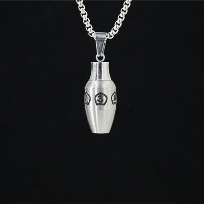 Rockyu 六字真言 遺骨ペンダント メンズ ステンレス 手元供養 ネックレス