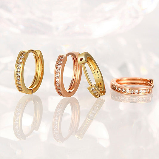 Rockyu レディースフープピアス ゴールド ジルコニア 上品輝き 金属アレルギー対応 ファッションアクセサリー