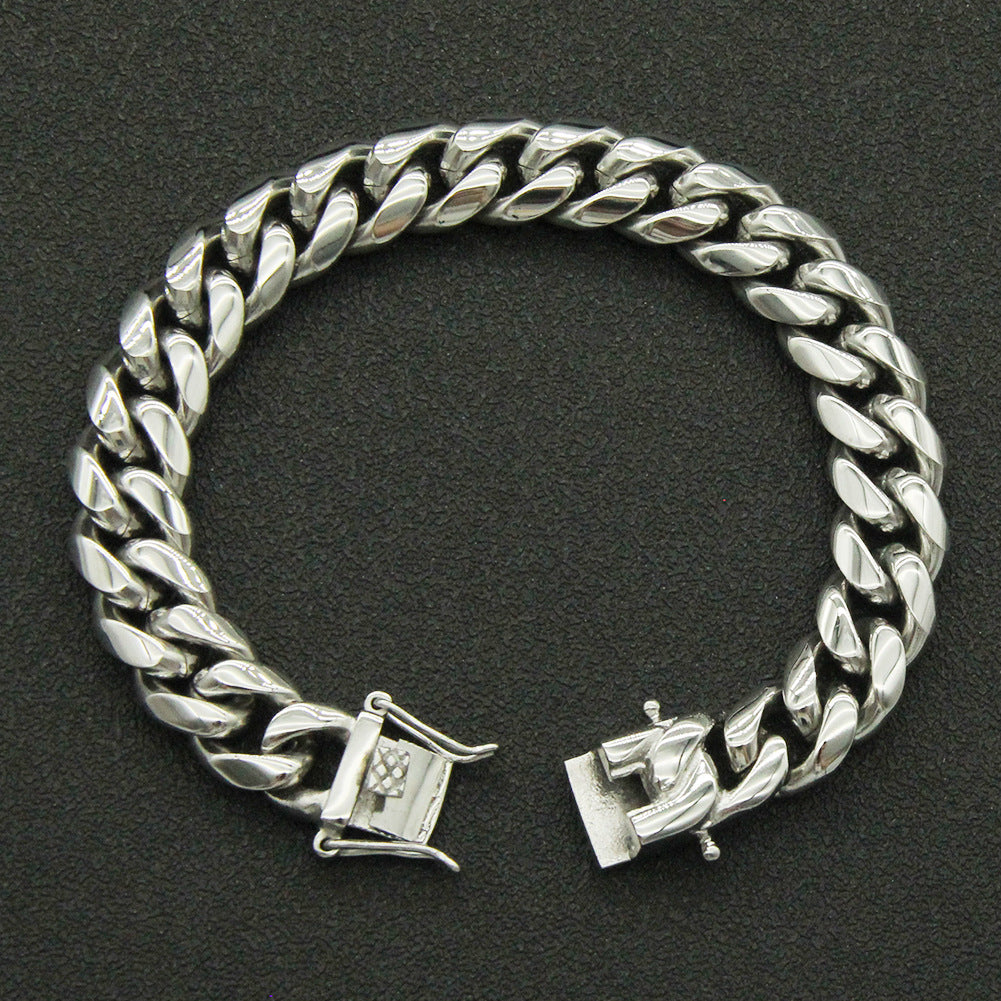 Rockyu ブレスレット メンズ チェーン シルバー 光沢仕上げ クールデザイン