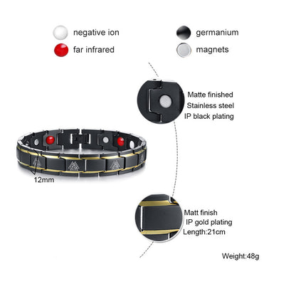 Rockyu 磁気ゲルマニウムブレスレット メンズ レディース ステンレス チェーンバングル 静電気対策 血行サポートデザイン