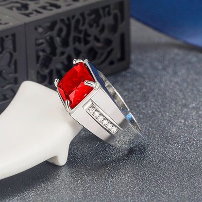 Rockyu メンズ 印台リング シルバー＆ブラック 瑪瑙×ジルコニア フリーサイズ ステンレス製 金属アレルギー対応