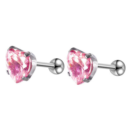 Rockyu レディースピアス シルバー925 スタッドタイプ カラフルクリスタル 多形カット ジュエリー