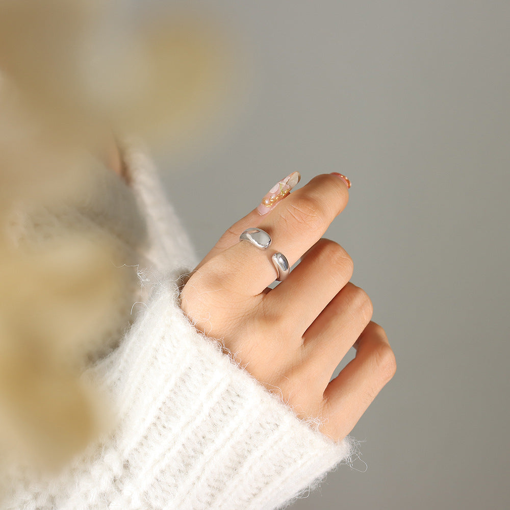 Rockyu リング レディース シルバー925 フリーサイズ ホワイトゴールド 流れる雫 ファランジリング ジュエリー