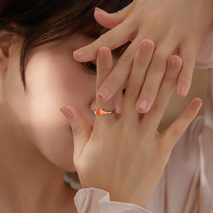 Rockyu 錦鯉モチーフリング 幸運を呼ぶ開口デザイン S925シルバー指輪