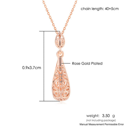 Rockyu ネックレス レディース 雫型ペンダント 18K鍍金 ピンクゴールド/シルバー ゆれる上品デザイン