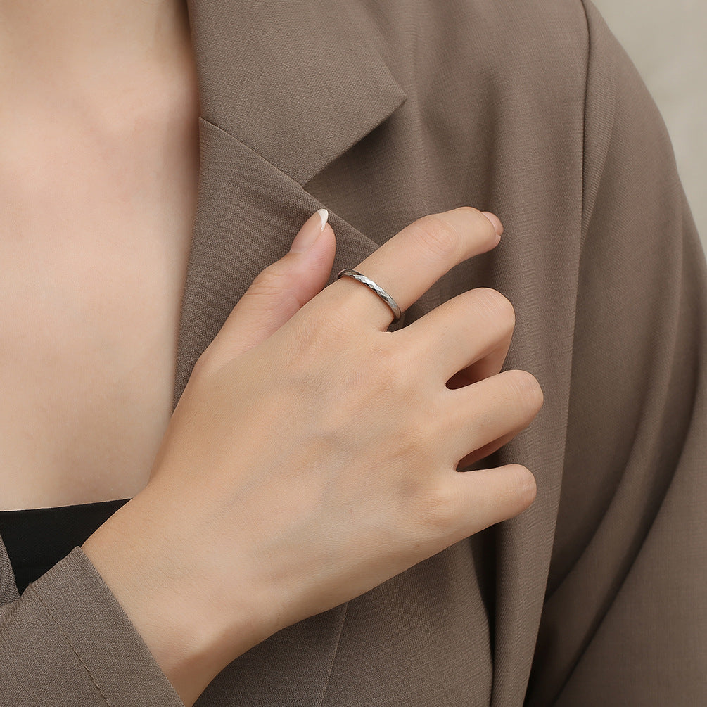 Rockyu リング メンズ 多面カット ゴールド シルバー ピンクゴールド タングステン