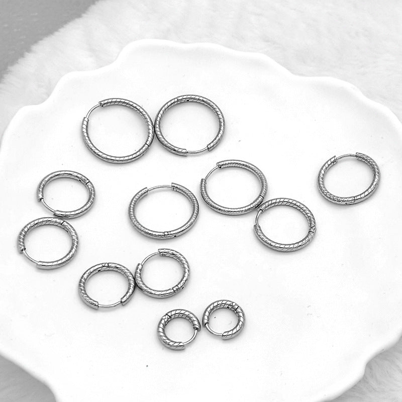 Rockyu ピアス レディース シルバー 25mm フープピアス ステンレス鋼 アレルギー対応 シンプル 凹凸デザイン