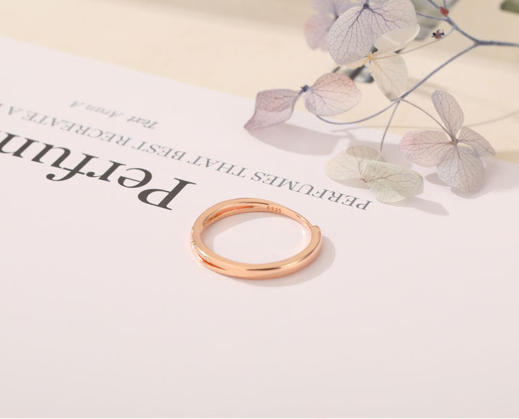 Rockyu レディース フリーサイズ クロスリング｜18Kコーティング ピンクゴールド＆ジルコニア 指輪