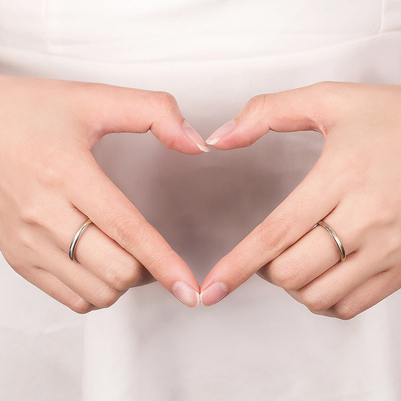 Rockyu ペアリング 2個セット S925 純銀製 指輪｜フリーサイズ 調整可能 ゴールド×シルバー