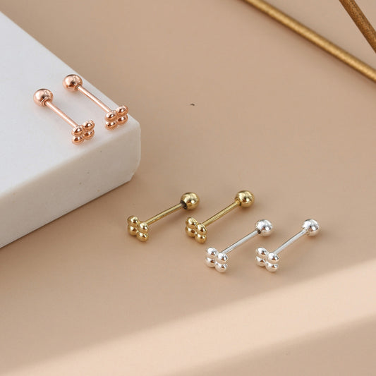 Rockyu レディースピアス シルバー925 ピンクゴールド 軟骨 トラガス 数珠デザイン 金属アレルギー対応