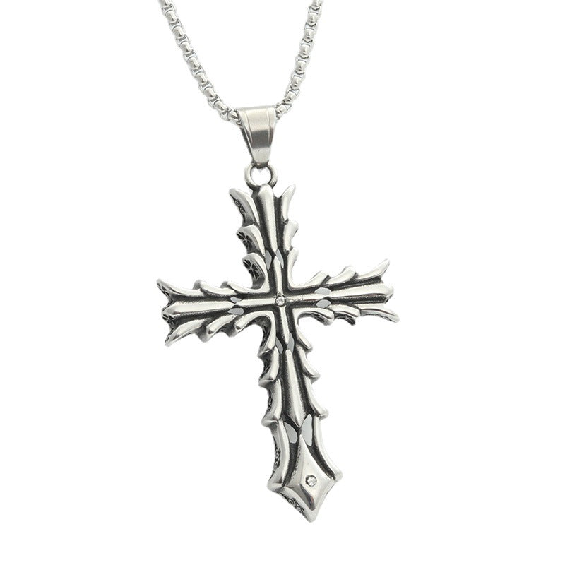 Rockyu ネックレス メンズ シルバー クロスペンダント ベネチアンチェーン おしゃれ 十字架アクセサリー