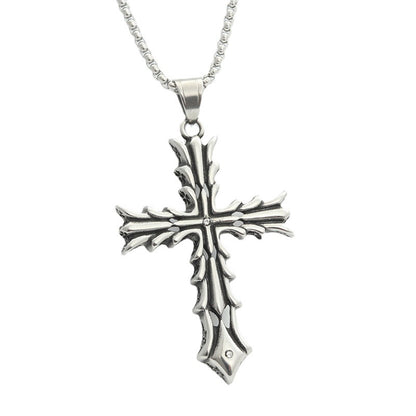 Rockyu ネックレス メンズ シルバー クロスペンダント ベネチアンチェーン おしゃれ 十字架アクセサリー