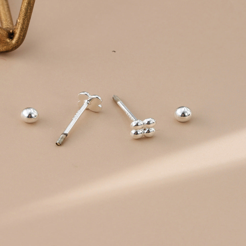 Rockyu レディースピアス シルバー925 ピンクゴールド 軟骨 トラガス 数珠デザイン 金属アレルギー対応