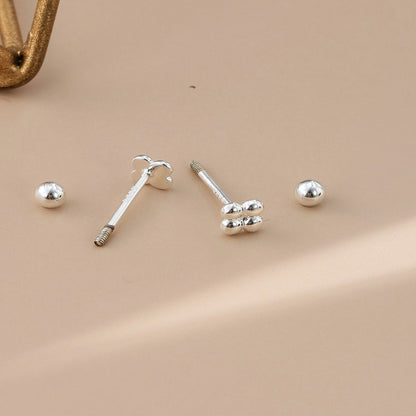 Rockyu レディースピアス シルバー925 ピンクゴールド 軟骨 トラガス 数珠デザイン 金属アレルギー対応