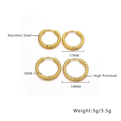 Rockyu レディース ゴールド フープピアス ステンレス鋼 金属アレルギー対応 凹凸デザイン シンプル リングピアス