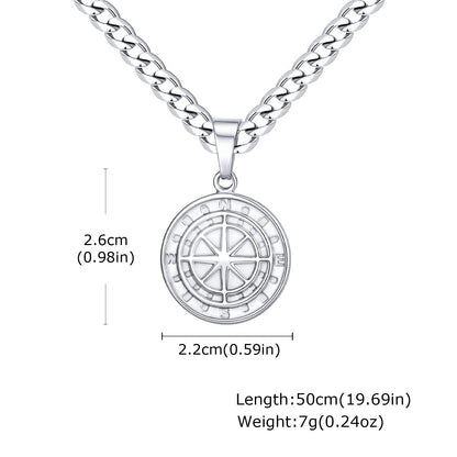 Rockyu ネックレス メンズ シルバー ゴールド ブラック コイン 星形ペンダント チタン製 アクセサリー